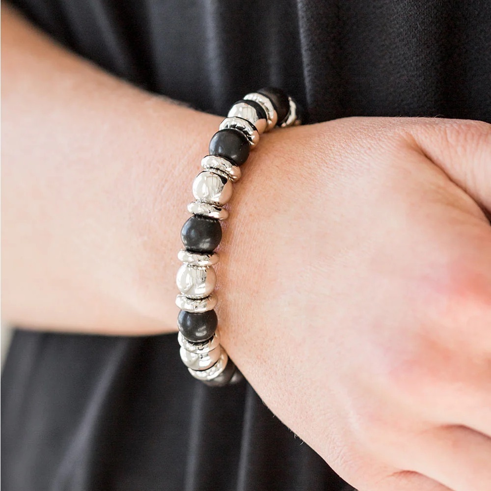 Across The Mesa - Black Stretchy Bracelet